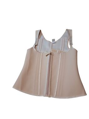 Latex  Waist Trainer Corset w/ Zipper Hook Flat Belly Slimming Body Shaper Large